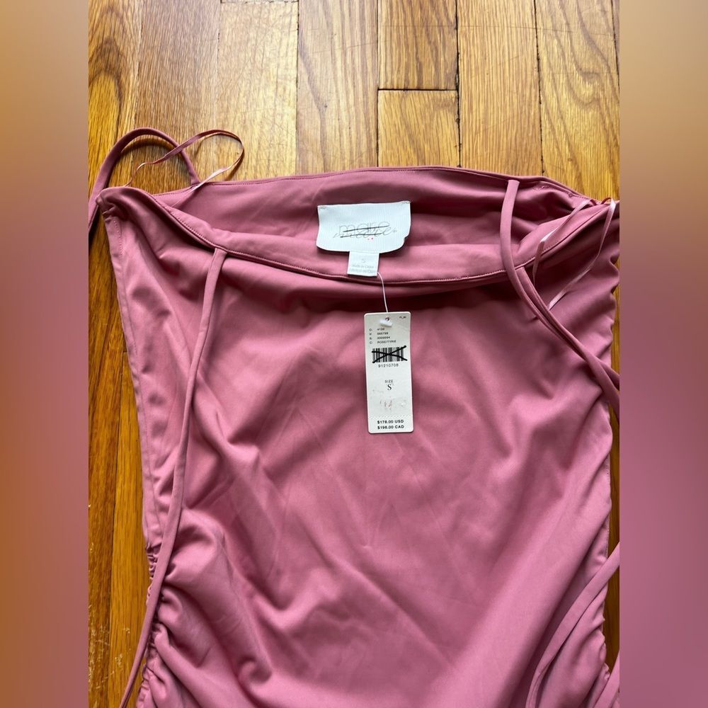 Anthropologie Mare Mare Sleeveless Drop-Waist Bubble-Hem Midi Dress Rose - Picture 7 of 7